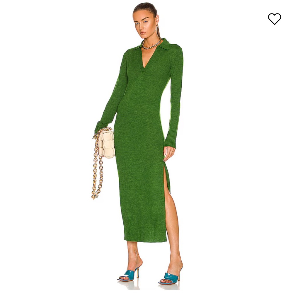 STAUD Vibrant Green Long Sleeve Dress